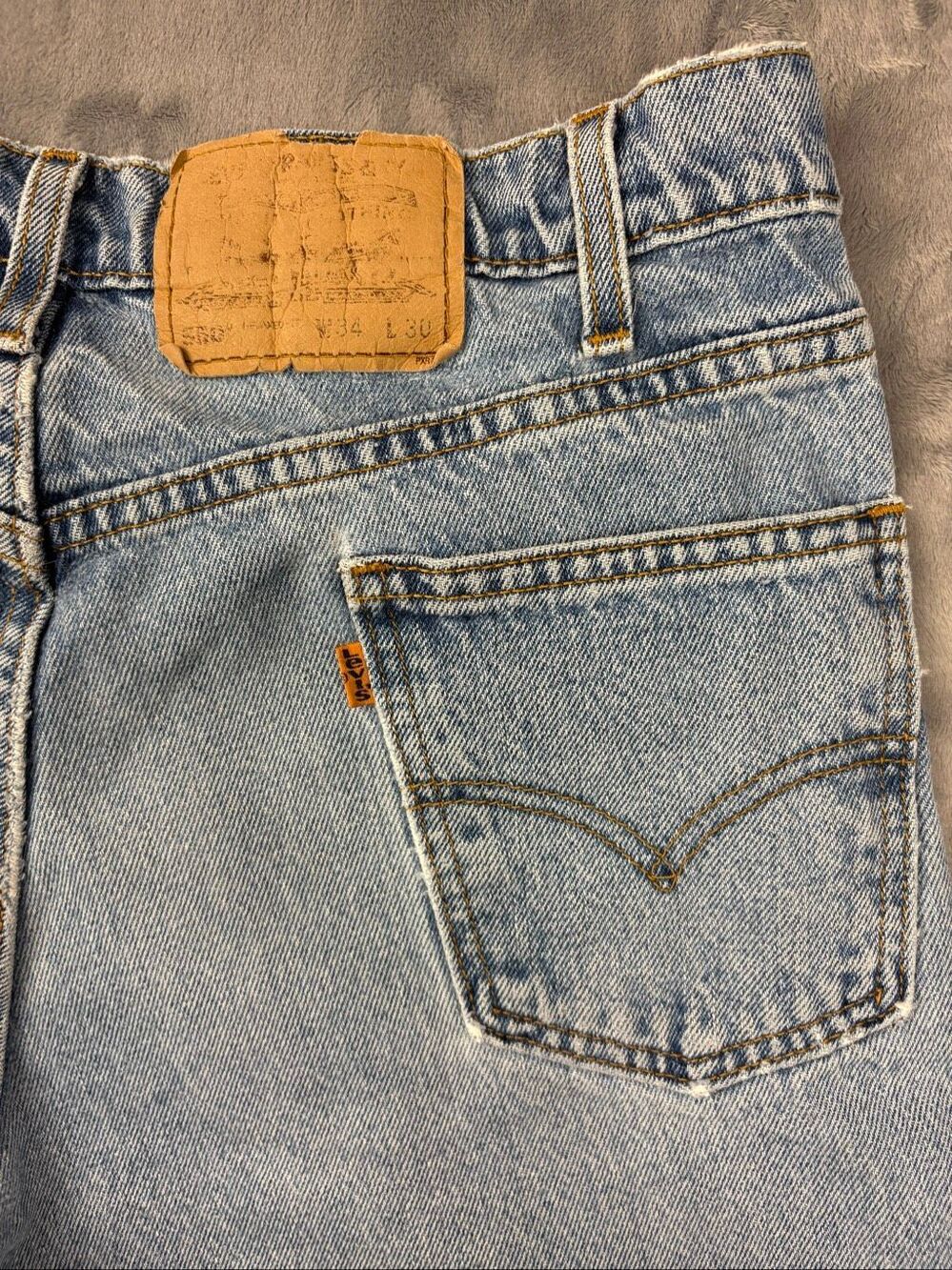 Vintage 90s Levi’s 550 Jeans 34x30 Orange Tab USA Light Wash Relaxed Distressed - Picture 16 of 16
